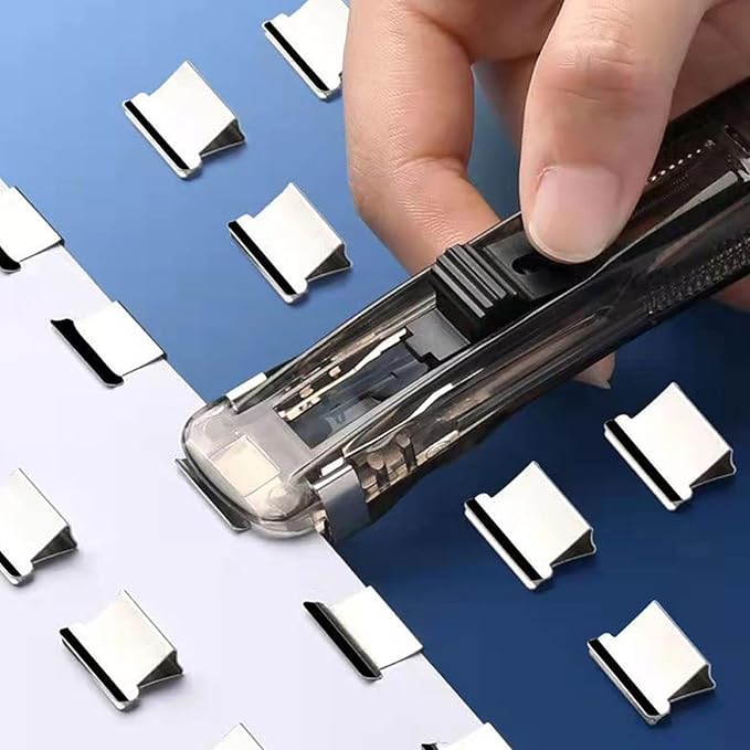 Push Stapler | Holds 40 Sheets Push Paper Fastener - with 50 Stainless Refills Desktop Reusable Clamp Stapler - for Teacher Student Office School Home Craft