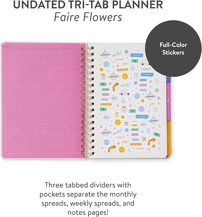 Orange Circle Studio Undated Tri-Tab Planner, Garden Renaissance