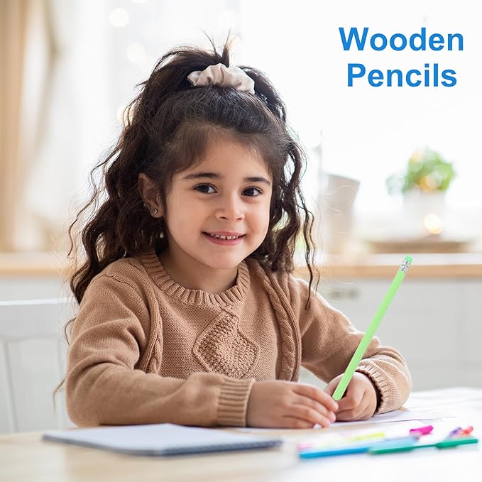PATIKIL Round Pencils, 36 Pack Triangle HB Graphite Pencil Woodcase Wooden Pencils with Eraser for Classroom Office Writing Drawing Supplies, Blue