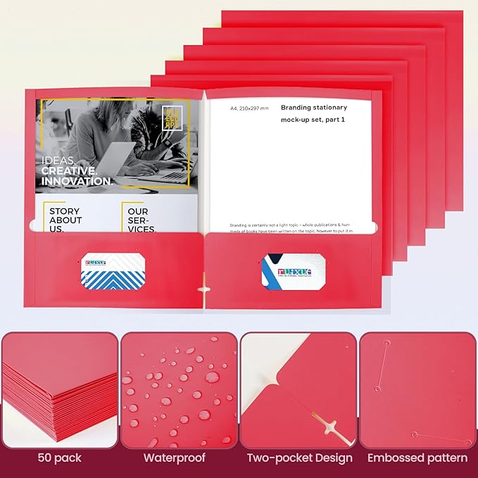 BIBRADAA® 100 Packs Color Folders with Pockets,2 Pocket Bulk Paper Folders,Letter Size,Holds 100 Plus Sheets,for School,Office,Business.(100, Multicolor Mixing)
