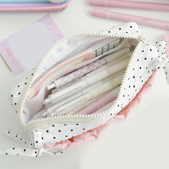 Big Bowknot Pencil Case High Capacity Pen Pouches Pencils Organiser Travel Makeup Bag for Student Women School Office