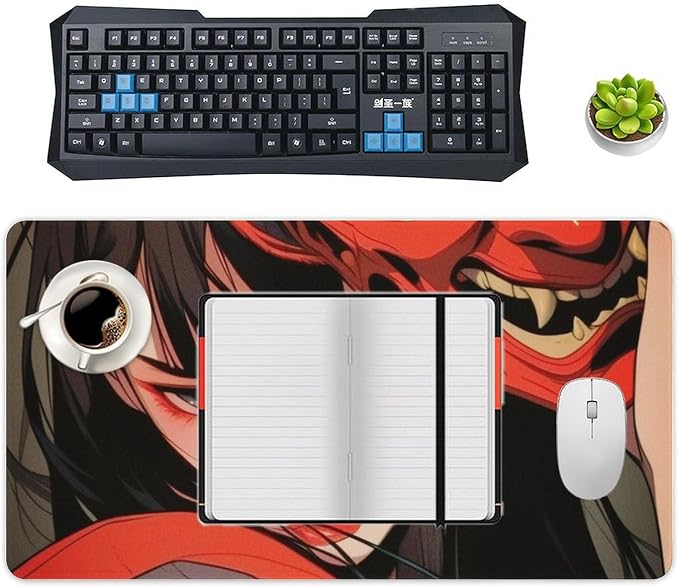 Large Mouse Pad Gaming Japanese Female Samurai Anime Girl Cool Big Computer Desk Mat Desk Pad for Keyboard and Mouse Mat Non-Slip Base 40X75cm, Style