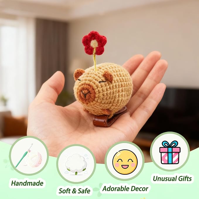 CharySim Crochet Bookmark Set, 2PC Magnetic Cute Animal Bookmarks for Women, 3D Handmade Funny Bookmark Gift for Book Lovers, Aesthetic Reading Gift, Gift for Women