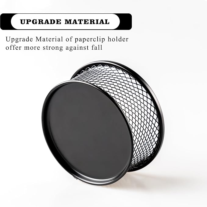 Multi-Purpose Metal Mesh Desk Organizer Bowl – Paper Clip Holder for Office Supplies, Binder Clips, Thumbtacks & Small Parts, Black (3.5” x 1.5”)