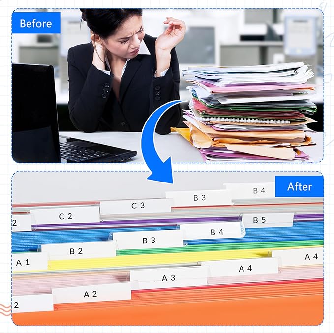 80 Set File Folder Tabs, Include 80 Pcs 3.15“Hanging File Folder Tabs 80 Pcs 2" Inserts Labels, Plastic File Folder Tab for Hanging Folders Files