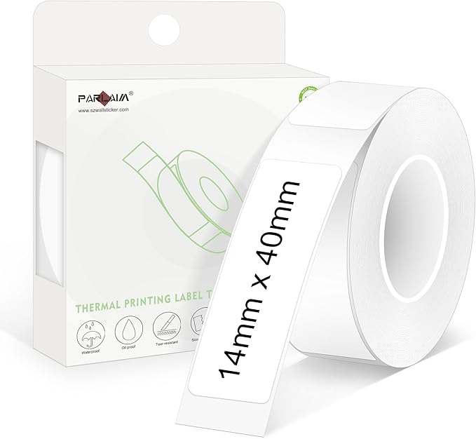 PARLAIM 14X40mm (0.55"x1.57") Strong Adhesive Thermal Label, 160pcs OEM Label Tape Replacement Roll for Label Maker Perfect for Home/Office/School, White