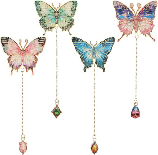 4 Pcs Butterfly Metal Bookmarks for Women, Aesthetic Vintage Book Marks for Reading Women, Cute Bookmarks with Chain, Book Lovers Gifts, Unique Mark Gifts for Books Lovers, Books Accessories