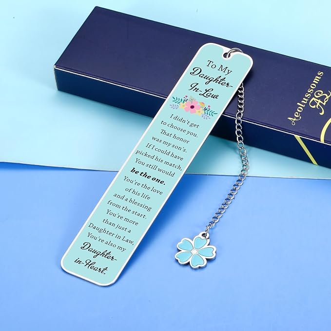 Future Daughter in Law Gifts from Mother in Law Daughter in Law Bookmark Birthday Wedding Gift for Daughter-in-Law Christmas Bridal Shower Gifts for Bride Book Lovers Stocking Stuffers Metal Bookmarks