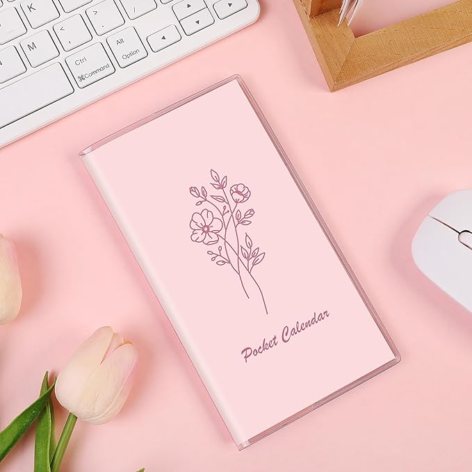 KONVINIT Pocket Calendar 2025-2027, Pocket Planner 2026-3.7" x 6.7" - Runs from July 2025 Until December 2027, Monthly Planner 2025-2027 with PVC Cover for Planning, Pink
