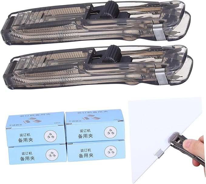 Refillable Paper Stapler Clip Dispensers for Office Desk Paper Clips Holder Book Binding Materials