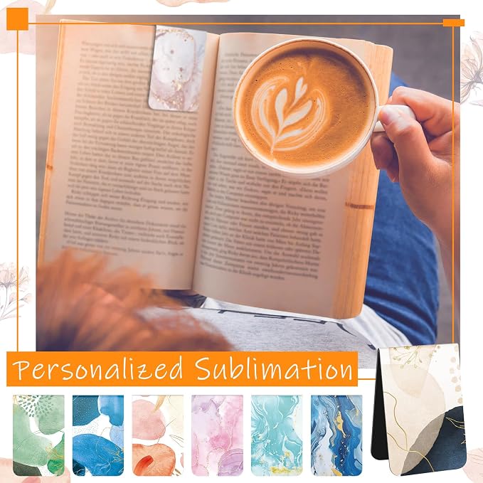 Skyygemm 12 Pcs Blanks Sublimation Magnetic Bookmark Double Sided Heat Transfer Magnet Bookmark Clips Blank Rubber Book Marker Bulk for Women Men DIY Crafts Gifts Personalized Book Lovers Present