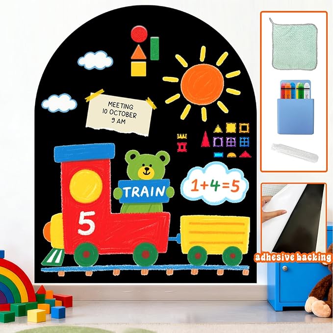 Large Magnetic Arch Wall Decal 31X39 Inch Magnetic Arch Chalkboard Decals for Wall Magic Playwall Magnet Wall Board Black Chalk Board Arch for Kids Room Toddlers Playroom Nursery Classroom Decor