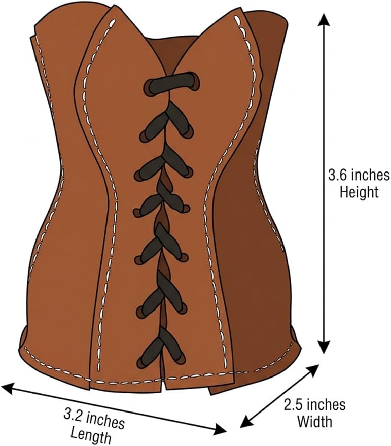 Faux Leather Lace-Up Corset Pencil Holder – Gothic Y2K Desk Pen Cup Makeup Brush Organizer Mini Storage for Home Office, Brown