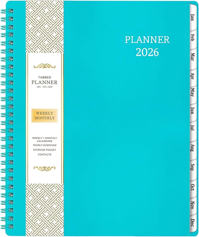 Planner 2026-2027 - 2026 Planner(January - December 2026), 8" x 10", Calendar Planner 2026, 2026 Planner Weekly and Monthly Spiral Bound, Flexible Cover, To-Do List, 12 Monthly Tabs