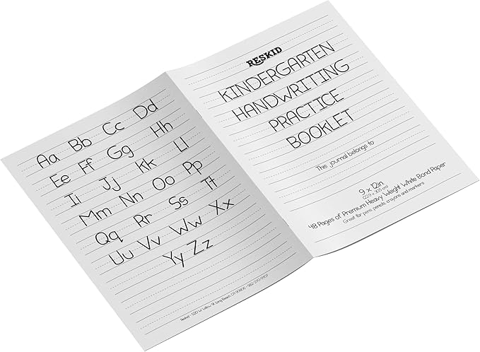 Reskid 5-Pack of 48-Page Kindergarten Writing Paper Booklets with Dotted Lines - 240 Pages of Blank Handwriting Practice Paper - Kindergarten Notebook, Elementary Lined Writing Paper