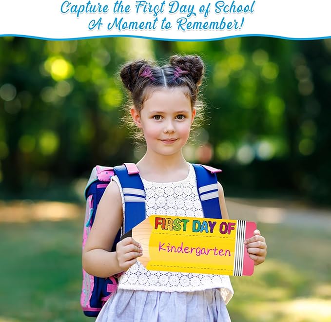 First Day of School Board Sign - Double Sided Pencil First and Last Day of Preschool Kindergarten Chalkboard Sign Reusable & Erasable Back to School Supplies Photo Prop Gift for Kids
