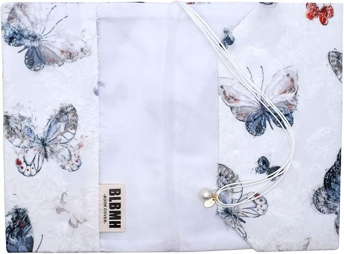 BLBMH 5x8 Book Cover | Handmade Non-Stretch Fabric Sleeve with Bookmark | for Paperback Bible Journal | Privacy Reading Gift for Women - Butterfly A