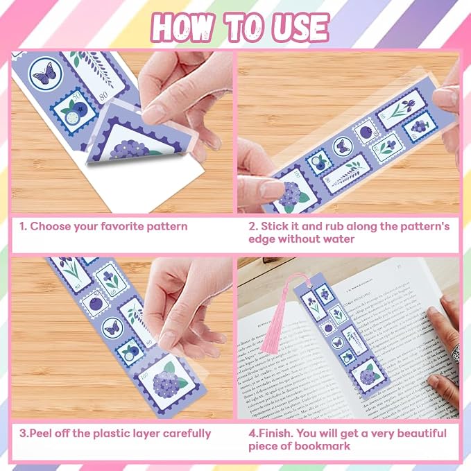 Peacoblue 30pcs UV DTF Bookmarks Transfer Stickers Wraps Stamps for Women Men Reading, Waterproof Bookmarkers Decal(No Blank Bookmarks) for Acrylic Plastic Metal Blank Bookmark