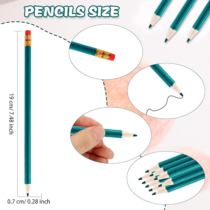 96 Pcs Colored Pencils with Eraser Pre Sharpened Pencils Erasable Wood Checking Pens #2 HB Correcting Pens for School Office Supplies Grade Map Check Test Drawing Editing (Red, Green, Blue, Purple)