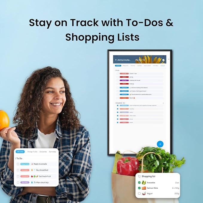 Apolosign 27-inch Digital Calendar : Dual Mode Smart Wall Planner, No Subscription, Install Apps, Sync Calendars, Electronic Touchscreen Interactive Display for Family Schedules, Chore Chart - with Stand (Black)