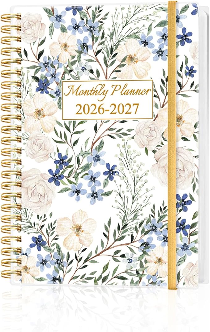 Monthly Planner 2026-2027 - Monthly Calendar from May 2026 to December 2027, 2026-2027 Planner with Inner Pocket, Elastic Band, 5.8" x 8.5", Colorful Large Flower