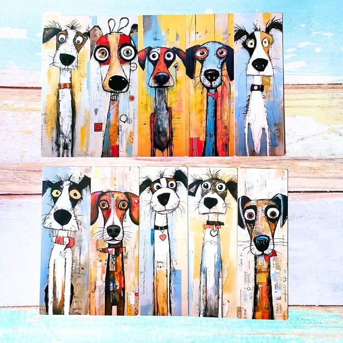 Dog Animals Bookmarks 10PC Cute Office School Stationery for Reading Men Women Kids Gift Set Kawaii Book Accessories Page Holders Student Gifts from Teacher Bulk Birthday Present Ideas
