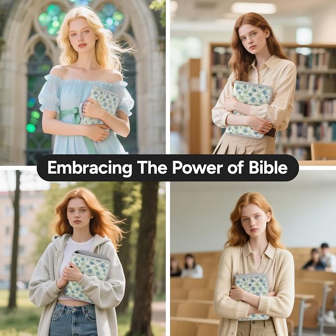 BellaHold Adjustable Bible Cover with 75 Bible Tabs - Bible Cover Case for Women，Waterproof, Washable Quilted Bible Case，Reusable Christian Gifts for Women (Daisy-TS)