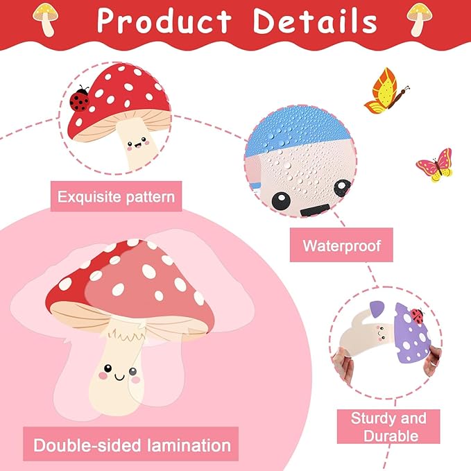 Mushroom Bulletin Board Decorations Colorful Mushrooms Cutouts Growing Together Bulletin Board Summer Classroom Decor Butterflies Cutouts for Spring Student Door Wall Back to School Supplies
