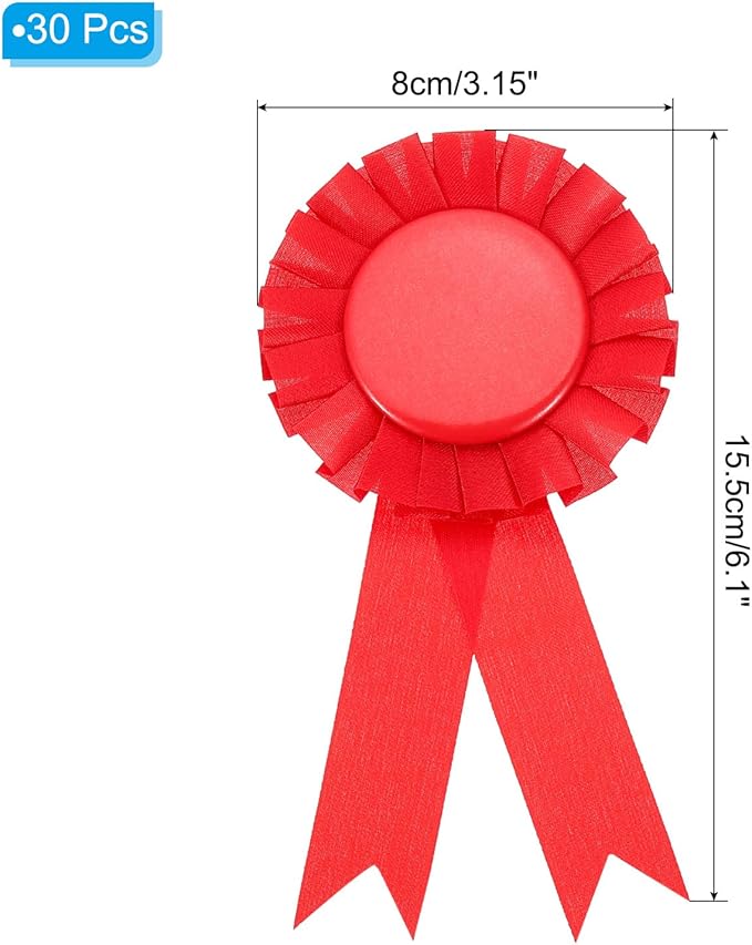 PATIKIL Red Blank Award Ribbon, 30 Pcs Prize Ribbon, Polyester, Multiple Occasions, Wedding, Graduation, Party, Competition, Red