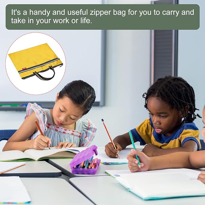 YOKIVE Waterproof Zipper Bag, Document Books Storage Tote Bags Tools Organizer Pouch, Great for Classroom Office(Yellow)