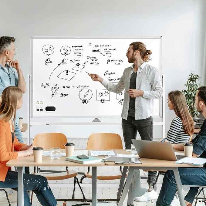 Rolling White Board on Wheels, 72" x 48" Large Dry Erase Board with Stand, Big Rolling Whiteboard for Home, Office, School (72" x 48")