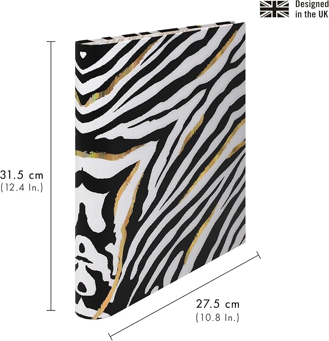 Pukka Pad, Wild A4 Preloaded 3-Ring Binder – Includes Personal Details and Planner Pages – Comes Preloaded with 5-Part Dividers – Standard 3-Ring Mechanism - Zebra