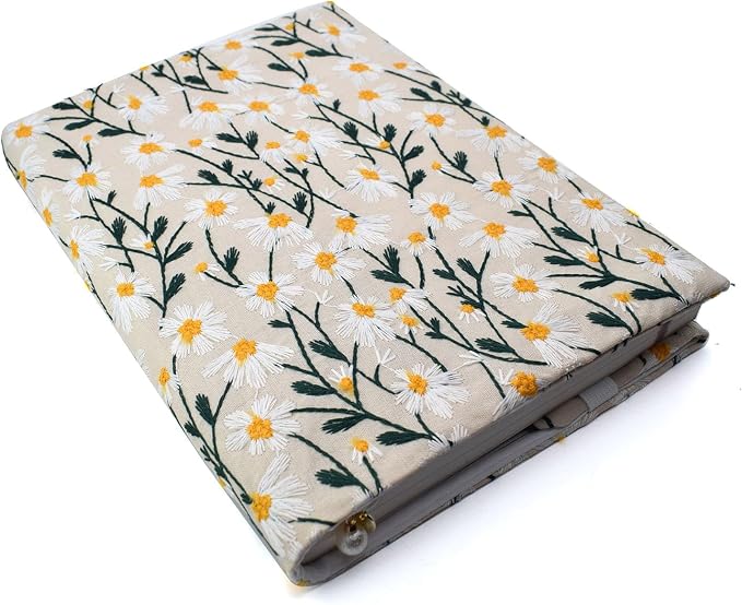 BLBMH 6.5x9.5 Bible Cover Fixed Non-Stretch Fabric Book Protector with Bookmark | Handmade Washable Sleeve for Hardcover/Paperback | Gift for Women - Daisy2
