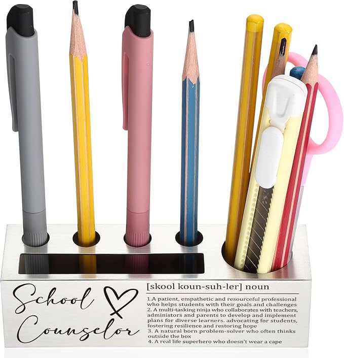 School Counselor Gifts, School Counselor Pen and Pencil Holder for Desk, Appreciation Gift for Counselors, Teachers, and Educators, Thank You Desk Organizer for School Staff Recognition TZC78