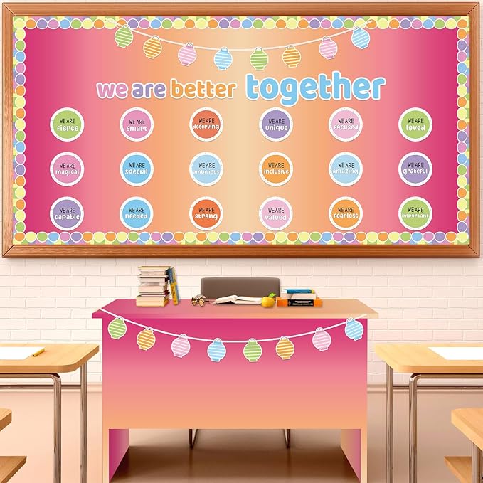 Pink and Orange Color Wash Bulletin Board Paper Roll Bulletin Board Background Paper Back to School Classroom Decor Poster for Art Craft DIY Projects Home Office Classroom Party Supplies 17.7in x 20ft