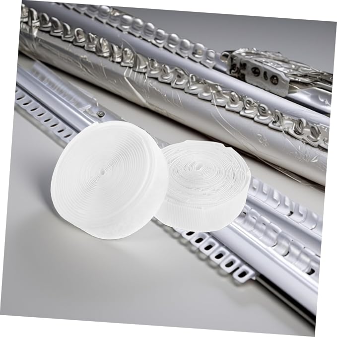TEHAUX 1Roll Double Sided Adhesive Hook and Loop Tape for Curtains and Doors Strong Grip Self Adhesive Fastener Strips Durable for Home and Office Use