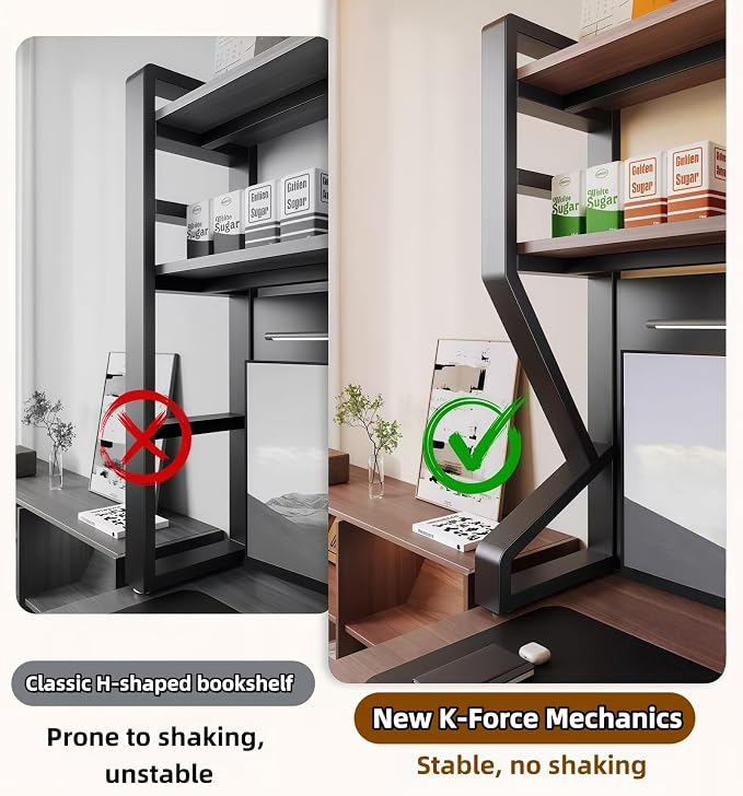 Desktop Hutch Bookshelf,Many Gifts,Metal Desktop Bookcase with pegboard, Desk Shelf Black, Countertop Storage Organizer Rack for Dorm or Office,Desktop Shelves(Black, 53.1" Lx9.9 Wx39 H)