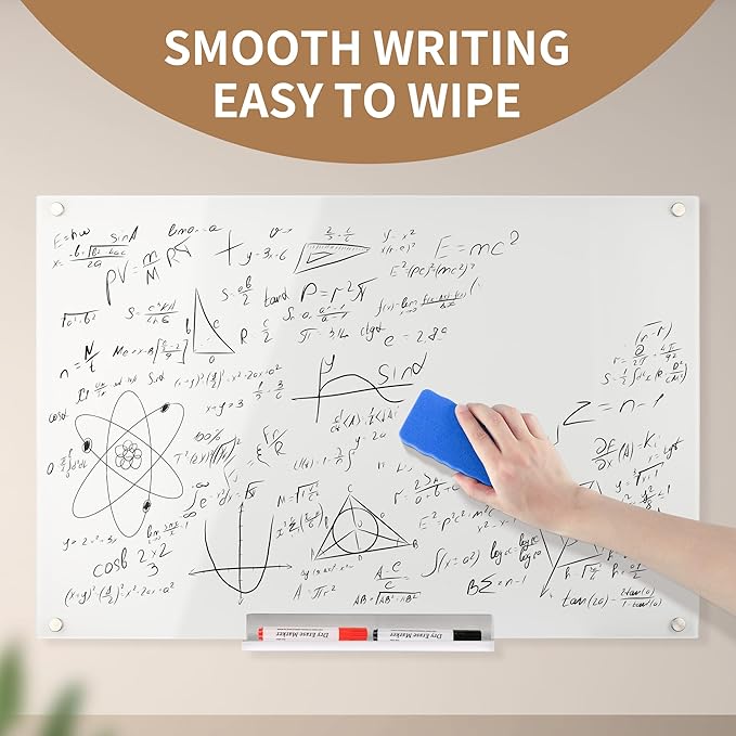 Acrylic Magnetic Dry Erase Board for Fridge,12”X16” Clear Whiteboard for Wall,Frameless Magnetic Dry Erase Board for Kitchen,Office,Classroom,Includes Makers/Eraser/Maker Holder/Magnets.3040C