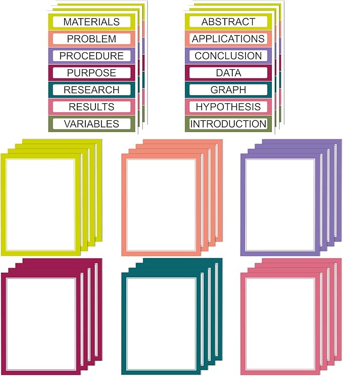 24 Sheets Science Board Supplies 18 Self Adhesive Presentation Science Subtitles & 6 Project Titles Board Sticker for School Office Supplies(Vivid Color)