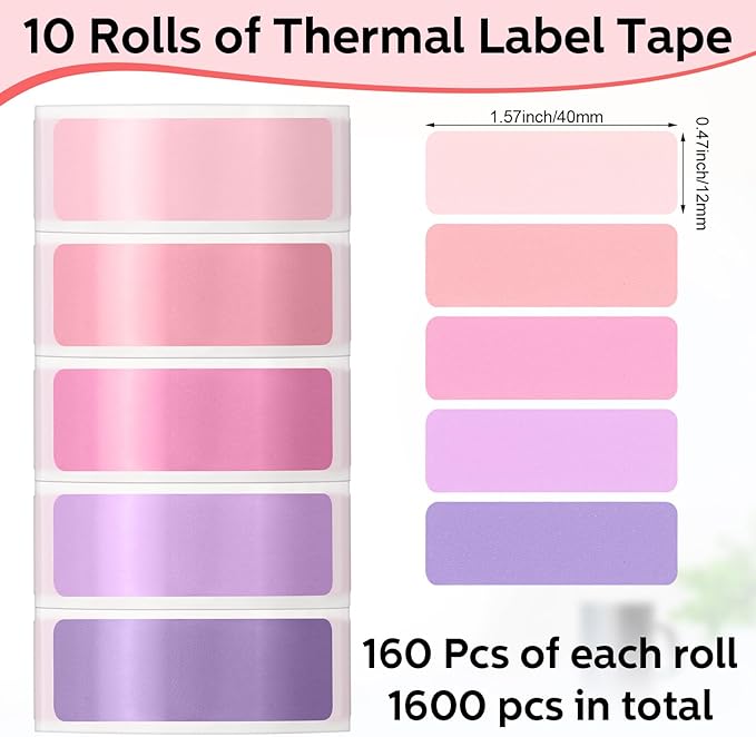 Gersoniel 1600 Pcs Label Tapes Compatible with D30 Label Printer Laminated Labeling Stickers Thermal Labels for Home Office