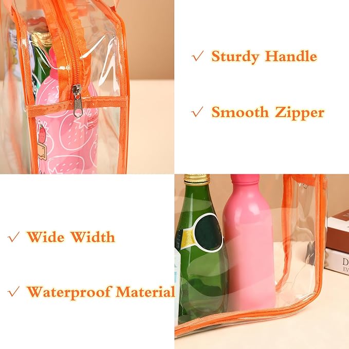 6 PCS Clear Storage Bags with Labels, Reusable PVC Bags with Zipper Travel Organizer Bag for Storage