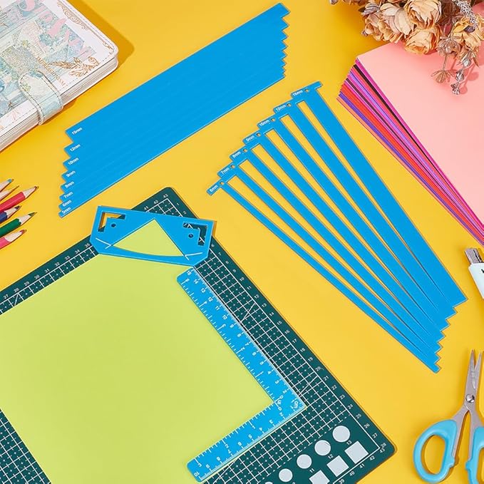 UNICRAFTALE 1 Set 17Pcs Flexible Acrylic Book Binding Ruler Set Book Binding Package Blue Bookbinding Easy Scrapbooking Tool T-Shaped Rulers for Bookbinding Scrapbooking Handmade Tools Supplies
