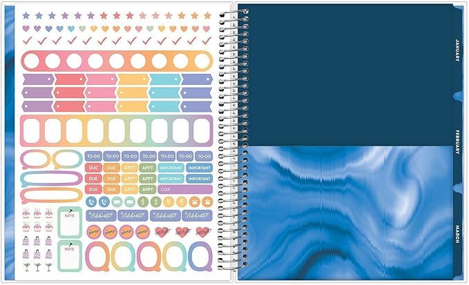 Blue Sky Livewell 2027 Weekly and Monthly Planner Calendar, January 2027 - December 2027, 7" x 9", Flexible Cover, Durable Twin Wire Binding, Colorful Pages, Storage Pocket, Includes Stickers, Navy