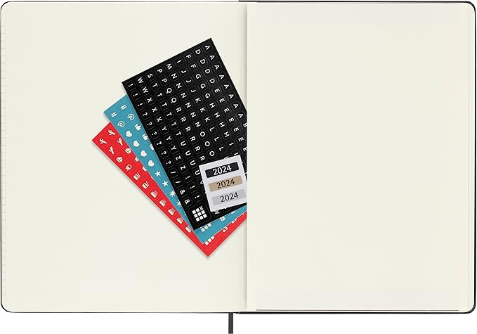 Moleskine Classic 12 Month 2024 Weekly Planner, Hard Cover, XL (7.5" x 9.75"), Black