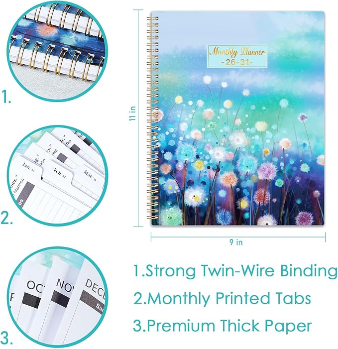 Monthly Planner/Calendar 2026-2031 - 5 Year Monthly Planner 2026-2031 from Jul 2026 - Jun 2031, 9" x 11", 2026-2031 Calendar Planner with Marked Tabs