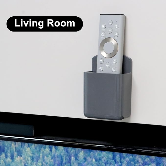 3 Pack Remote Control Holder Wall Mount, Adhesive Remote Holder with Screw Installation Storage Organizer for TV/Media/Air Conditioner Remotes For Home Office School Gray