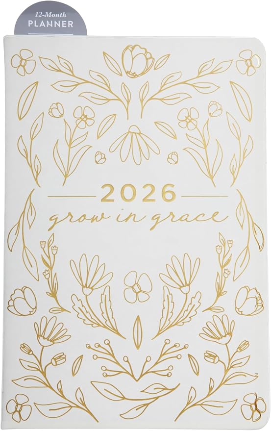 WORLD TRAVELER 2026 Planner - 6x8 Inch Weekly and Monthly Calendar Planner Agenda Book with Bookmark & Ribbon for School and Office, Size 6X8, Gold Grace
