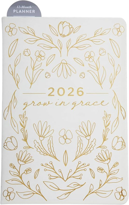 WORLD TRAVELER 2026 Planner - 6x8 Inch Weekly and Monthly Calendar Planner Agenda Book with Bookmark & Ribbon for School and Office, Size 6X8, Gold Grace