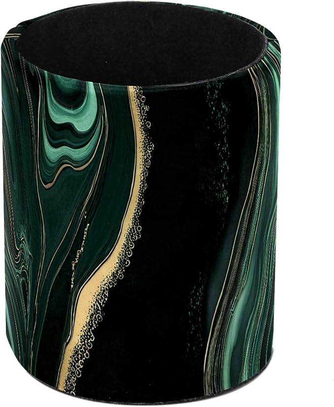 Leather Pen Holder for Desk, Green Marble Makeup Brushes Holder Pencil Cup Multifunctional Desktop Organizer Caddy for Home School Office Desk Accessories
