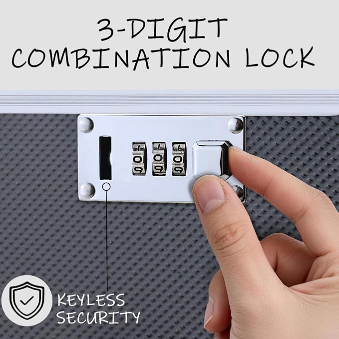 File Storage Cabinet for Letter Size Hanging File Folders, Suspension File Holder, Document Organizer Filing Lockbox in Office and Home with Combination Lock and 10-pack Hanging Files